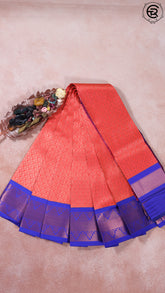 Orange, Pink and Blue Kanchipuram Silk Saree
